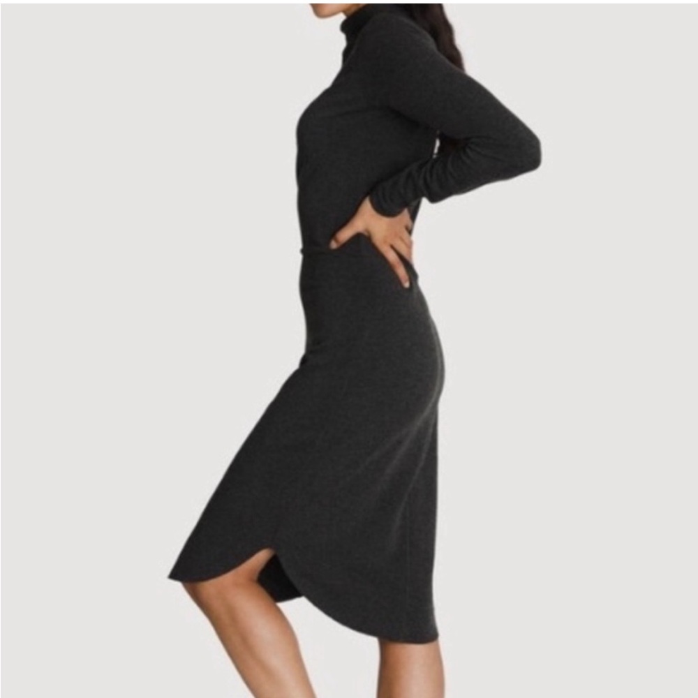 KIT AND ACE Mockneck Long Sleeve Gray Midi Dress